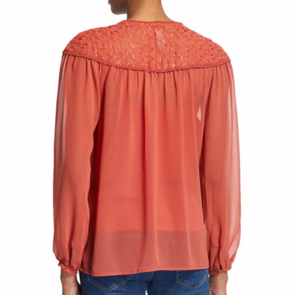 Neiman Marcus Embroidered Tie Neck Blouse - Picture 6 of 10